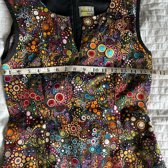 Mandala Design Cotton Dress - Size Small - Black Dot Pattern - Picture 8 of 10